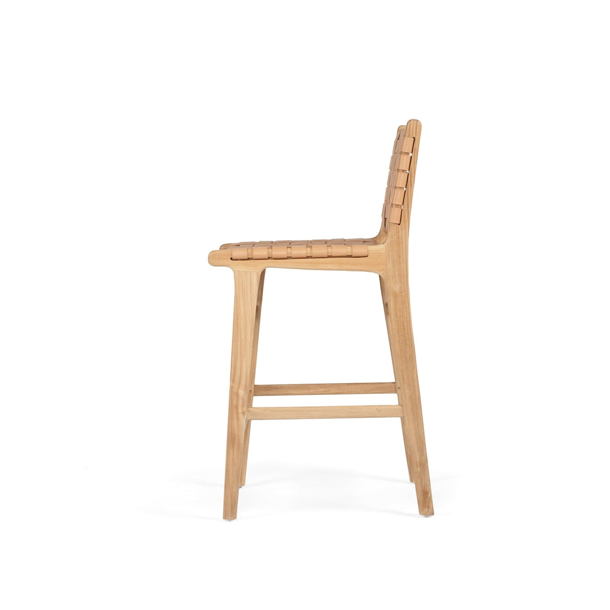 Paloma Leather Counter Stool - Natural Woven