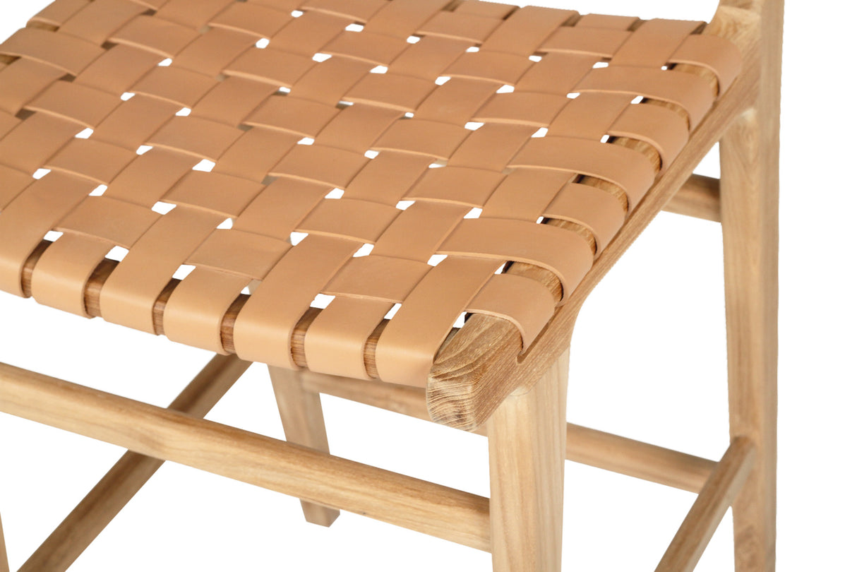 Paloma Leather Counter Stool - Natural Woven