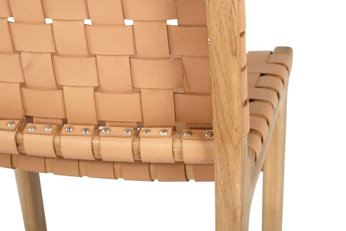 Paloma Leather Counter Stool - Natural Woven