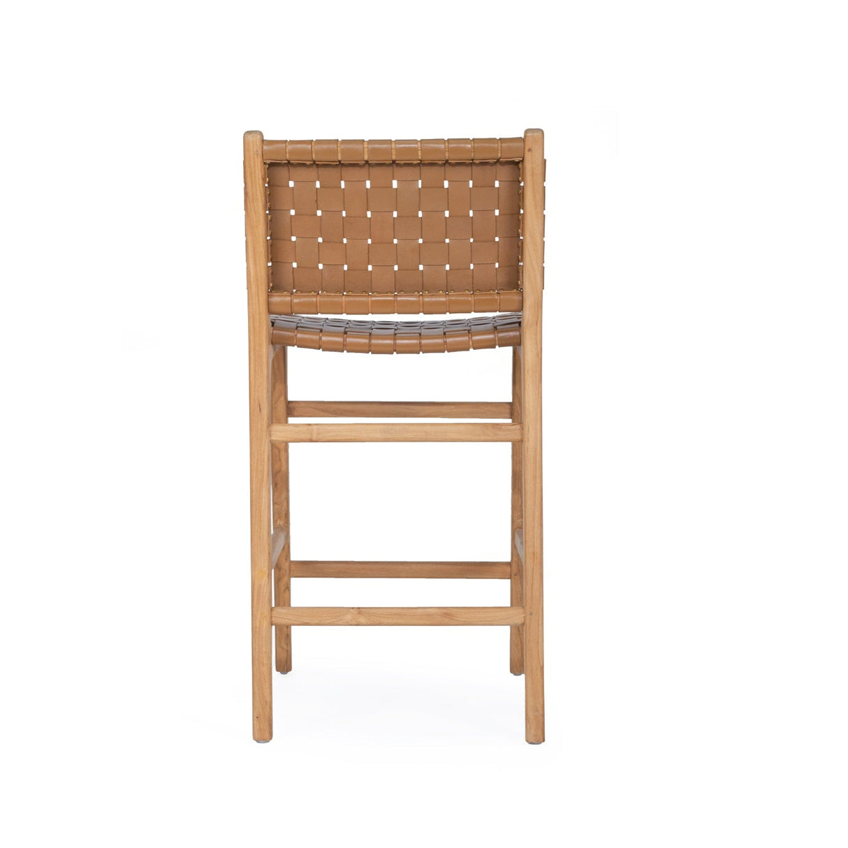 Paloma Leather Counter Stool - Tan Woven
