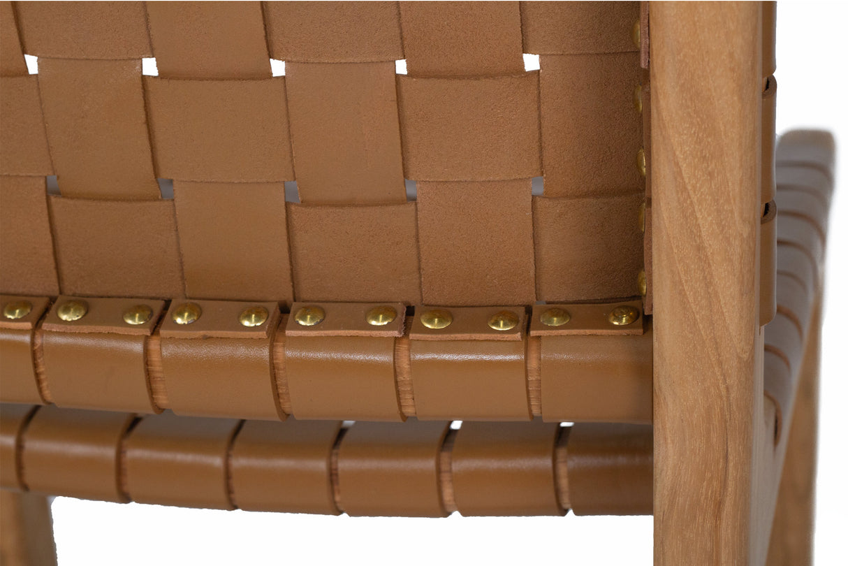 Paloma Leather Counter Stool - Tan Woven