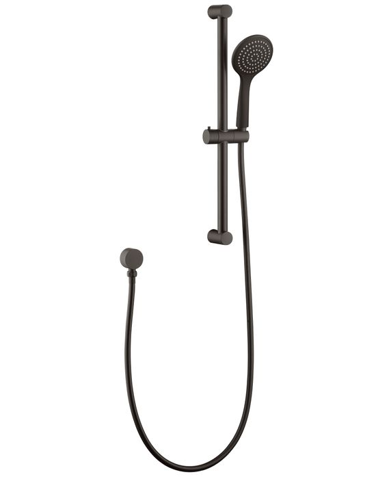 PAVIA Shower Rail with Round Handheld Shower Piece - Brushed Gun Metal
