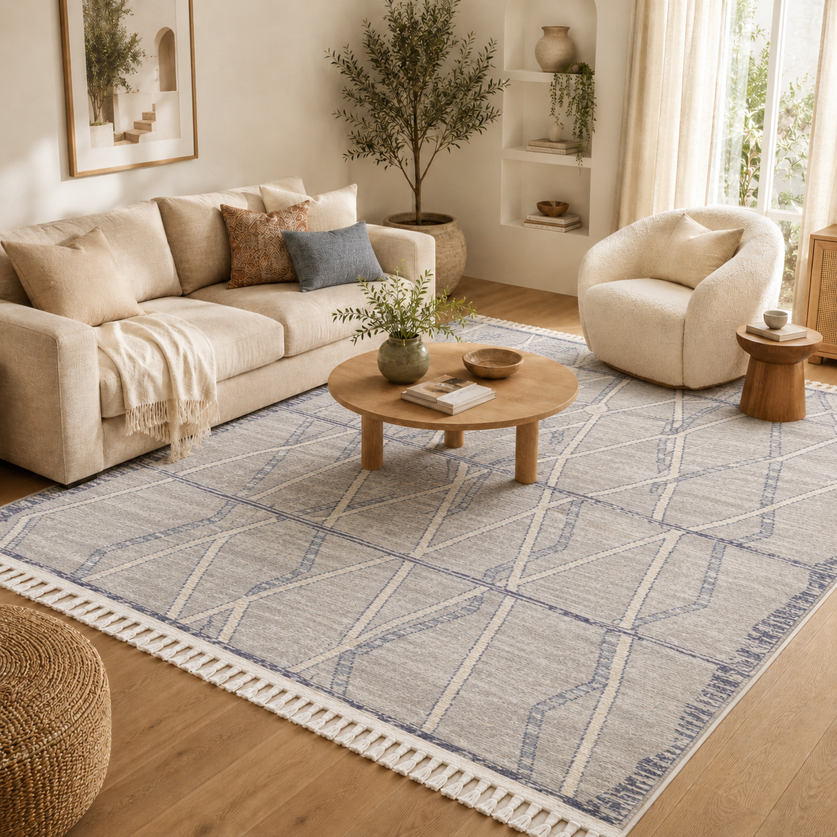Peru Tupzia Blue & Grey Contemporary Rug