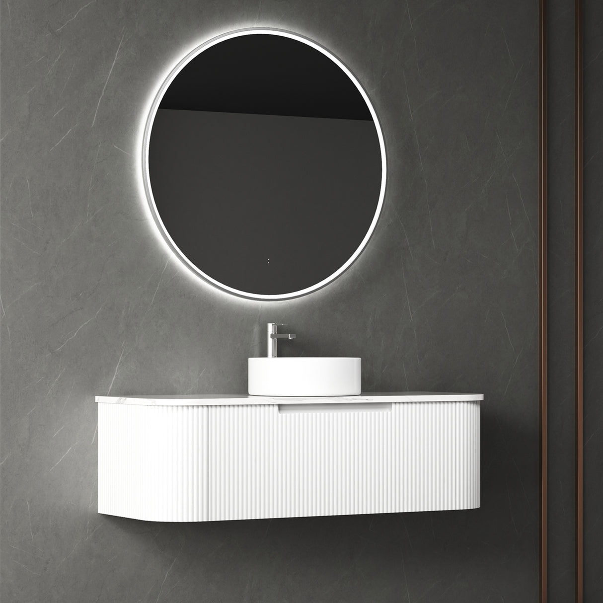 PETRA MARK II Wall Hung Curve Vanity Matte White (All Sizes)