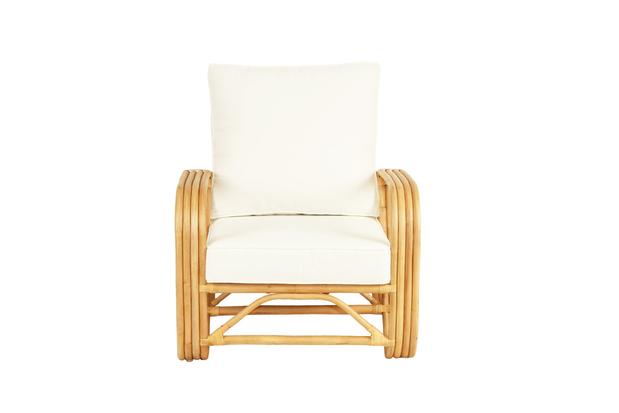 Pretzela Armchair_Natural Frame- White Cushion