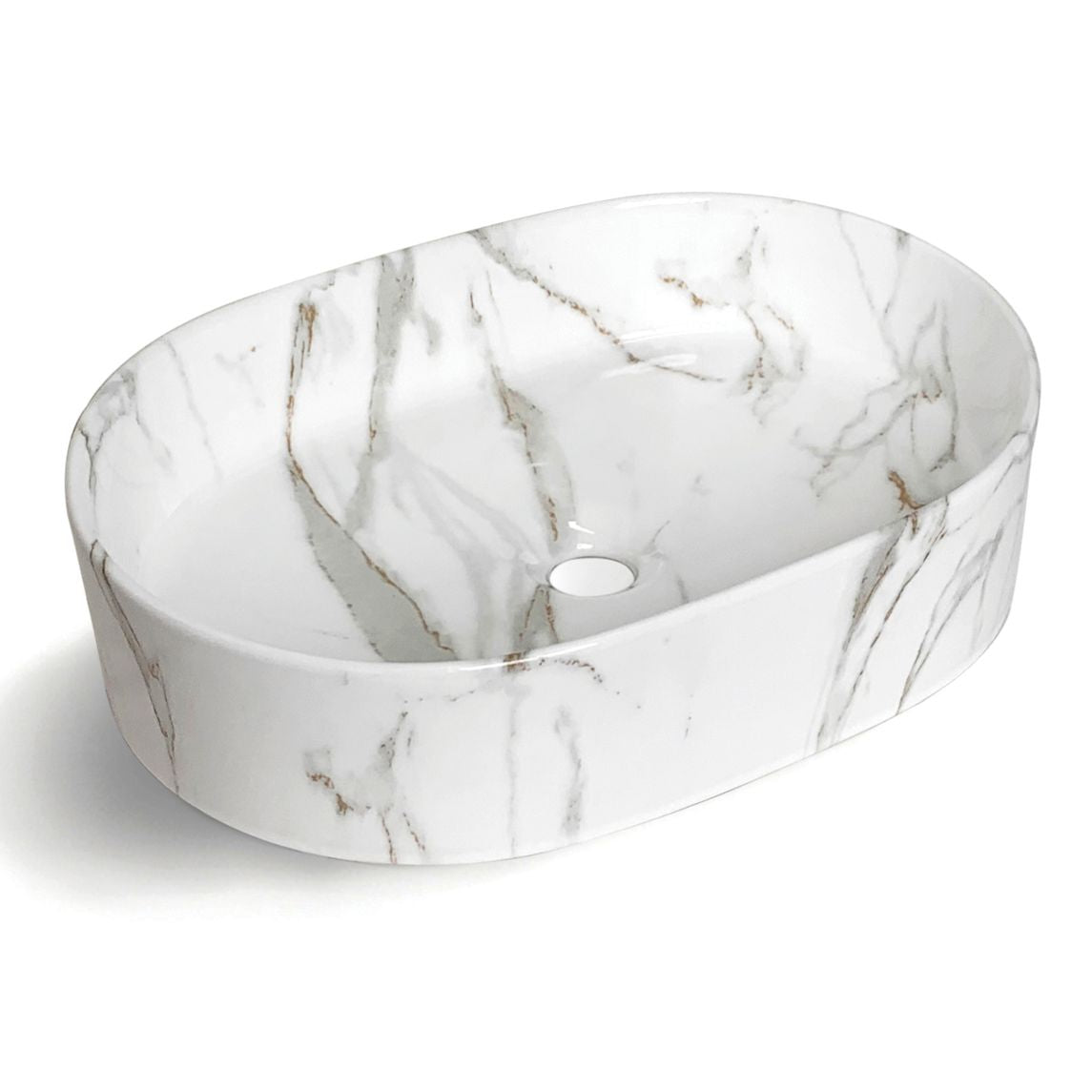Quay Oval 500x330x120 Gloss Carrara Basin