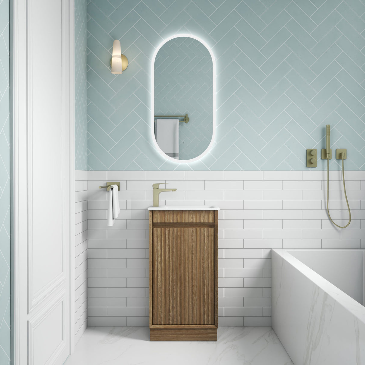 RAVIA Mini Fluted Floor Standing Cabinet (Harvest Oak)