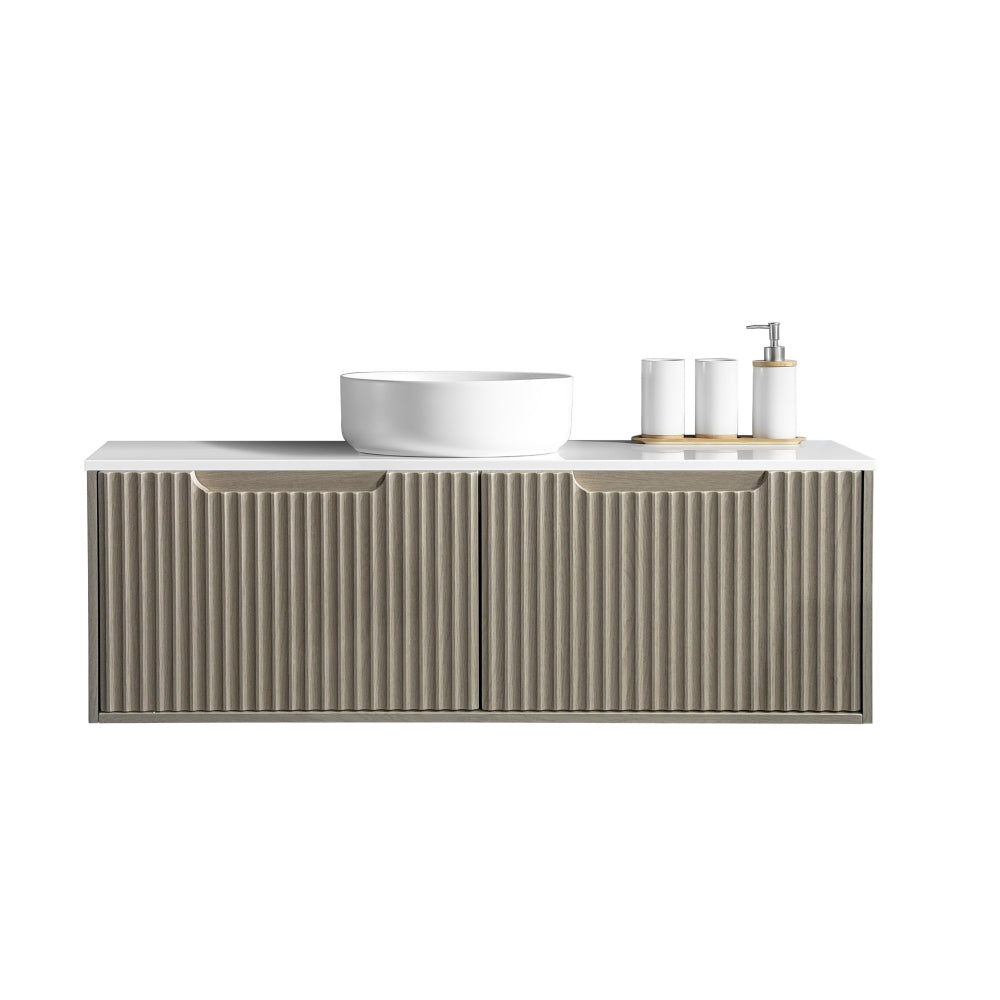 RHEA Fluted Wall-Hung Vanity - Natural Oak (All Sizes)