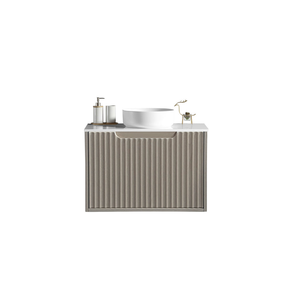 RHEA Fluted Wall-Hung Vanity - Natural Oak (All Sizes)