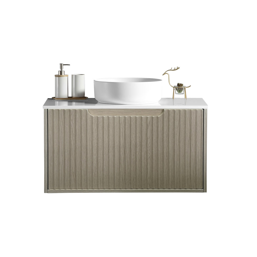 RHEA Fluted Wall-Hung Vanity - Natural Oak (All Sizes)
