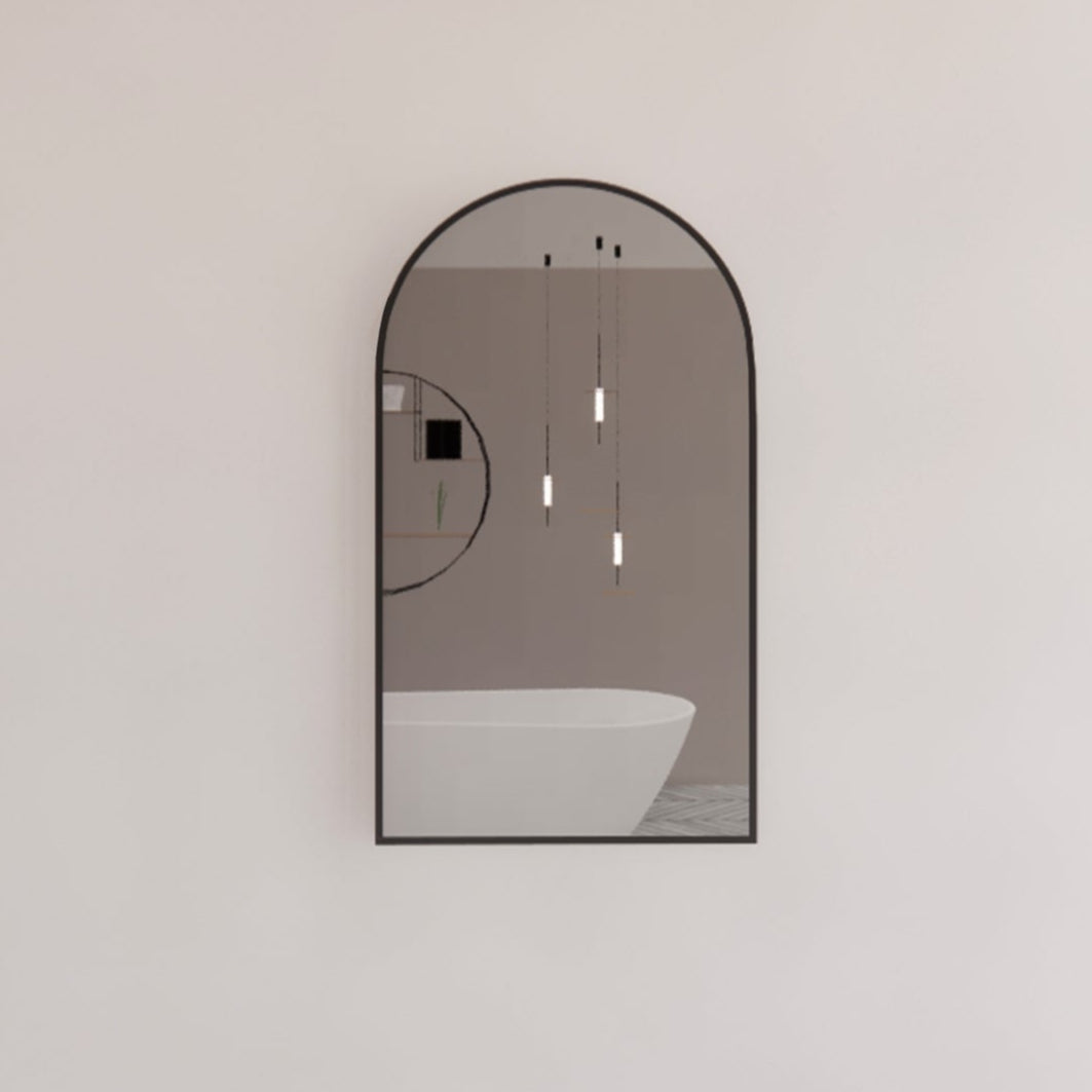 RIVA Arch Framed Mirror 450x800mm - Matte Black