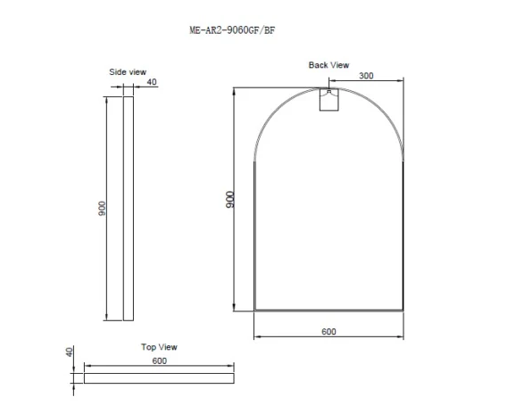 RIVA Arch Framed Mirror 900x600mm