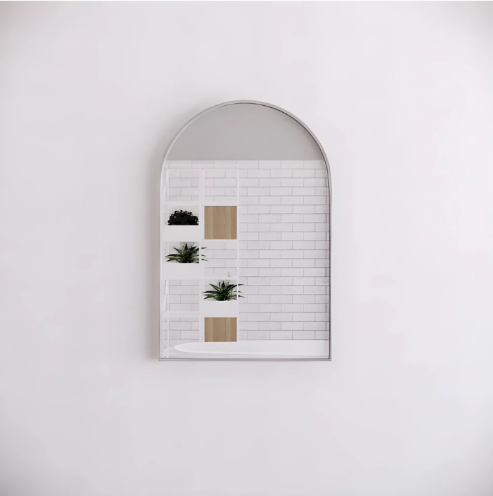 RIVA Brushed Nickel Frame Arch Mirror (900x600mm)