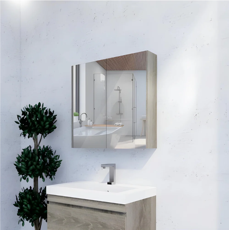 RIVA GENEVA FLAT Dark Oak Mirror Shaving Cabinet 750mm