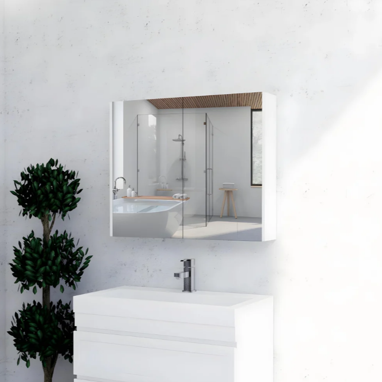 RIVA GENEVA FLAT Gloss/Matte White Mirror Shaving Cabinet 900mm