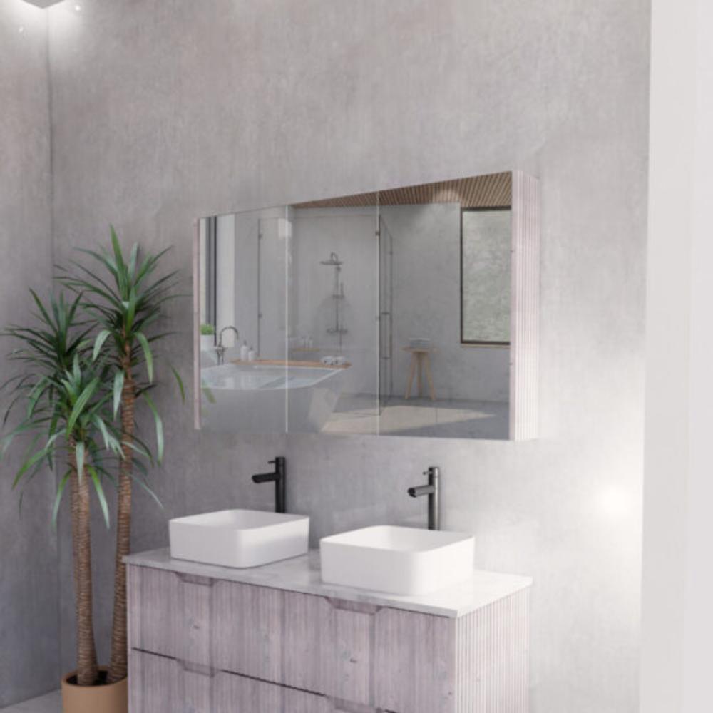 RIVA GENEVA FLUTED White Oak Mirror Shaving Cabinet 1200mm
