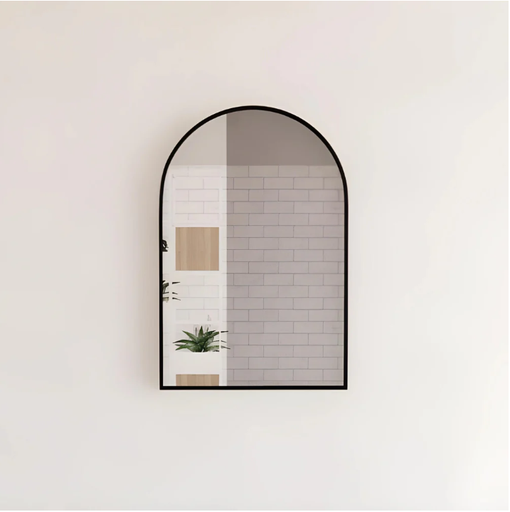 RIVA Matte Black Frame Arch Mirror (900x600mm)