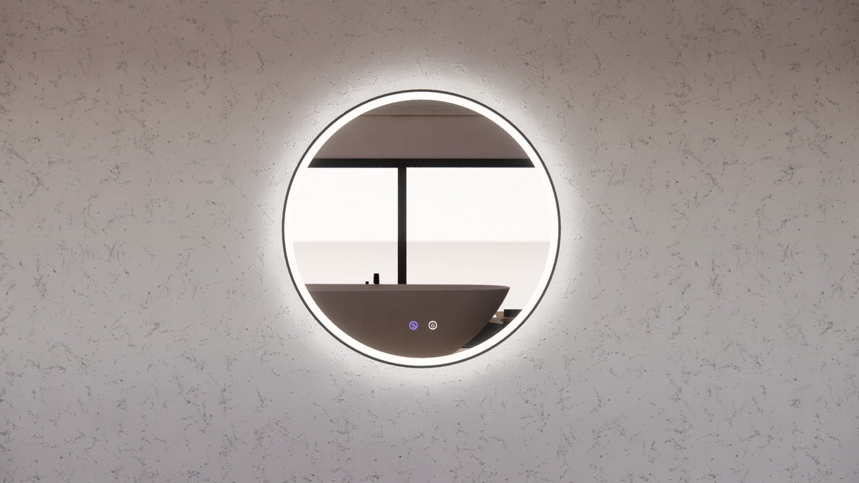 RIVA R3 LED Round Frame Mirror 600/800mm Matte Black