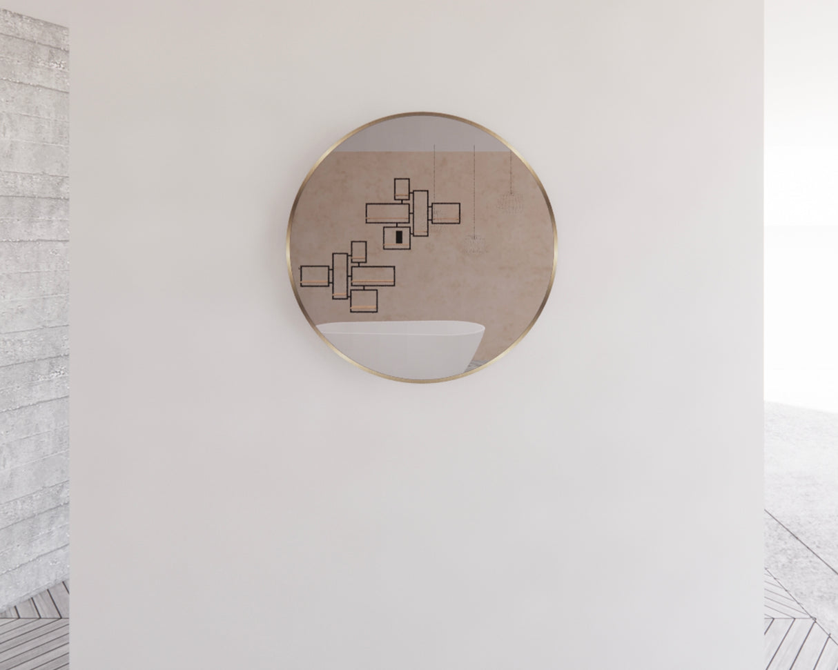 RIVA Round Framed Mirror 600/800mm - Brushed Gold