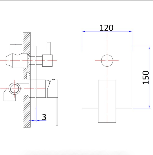 Rosa Wall Mixer With Diverter