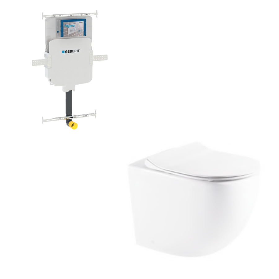 Raul99 Rimless Wall Faced Floor Toilet Pan (Matte White)