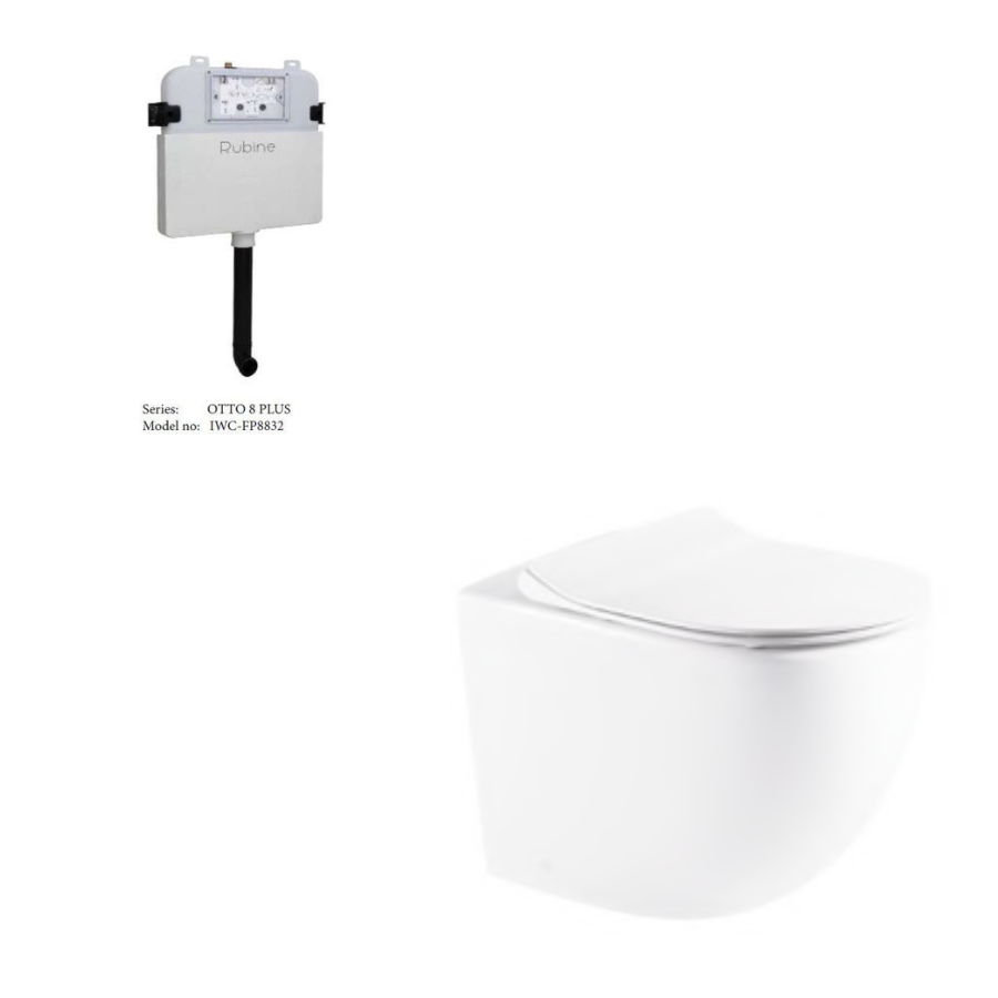 Raul99 Rimless Wall Faced Floor Toilet Pan (Matte White)