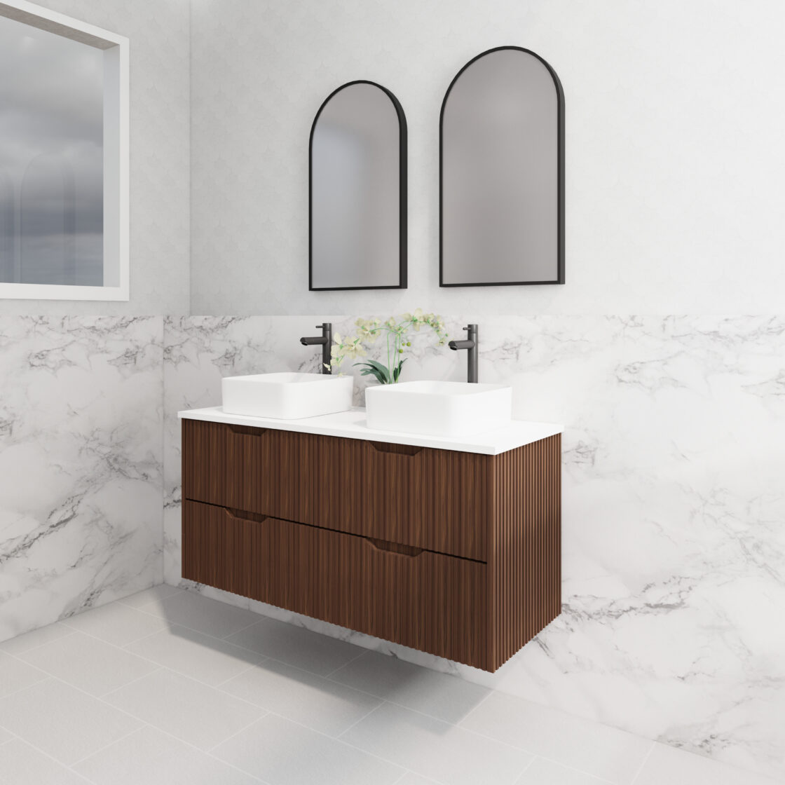 Riva BALI Wall Hung Vanity Brown Oak (All Sizes)