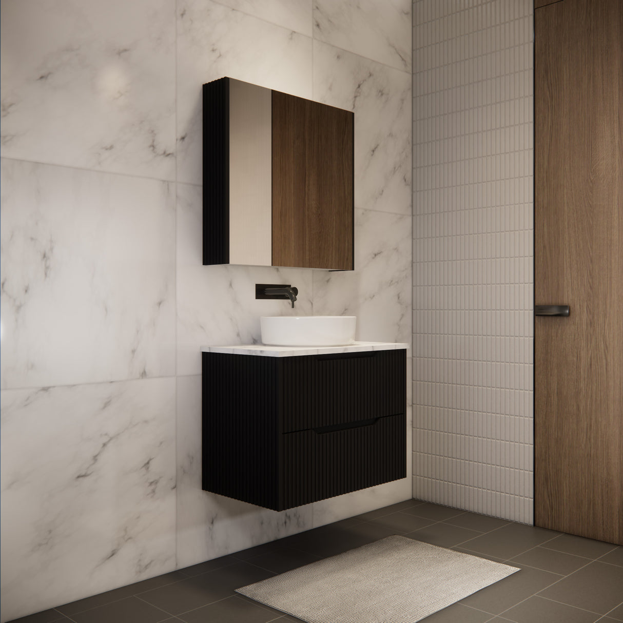 Riva BALI Wall Hung Vanity Matte Black