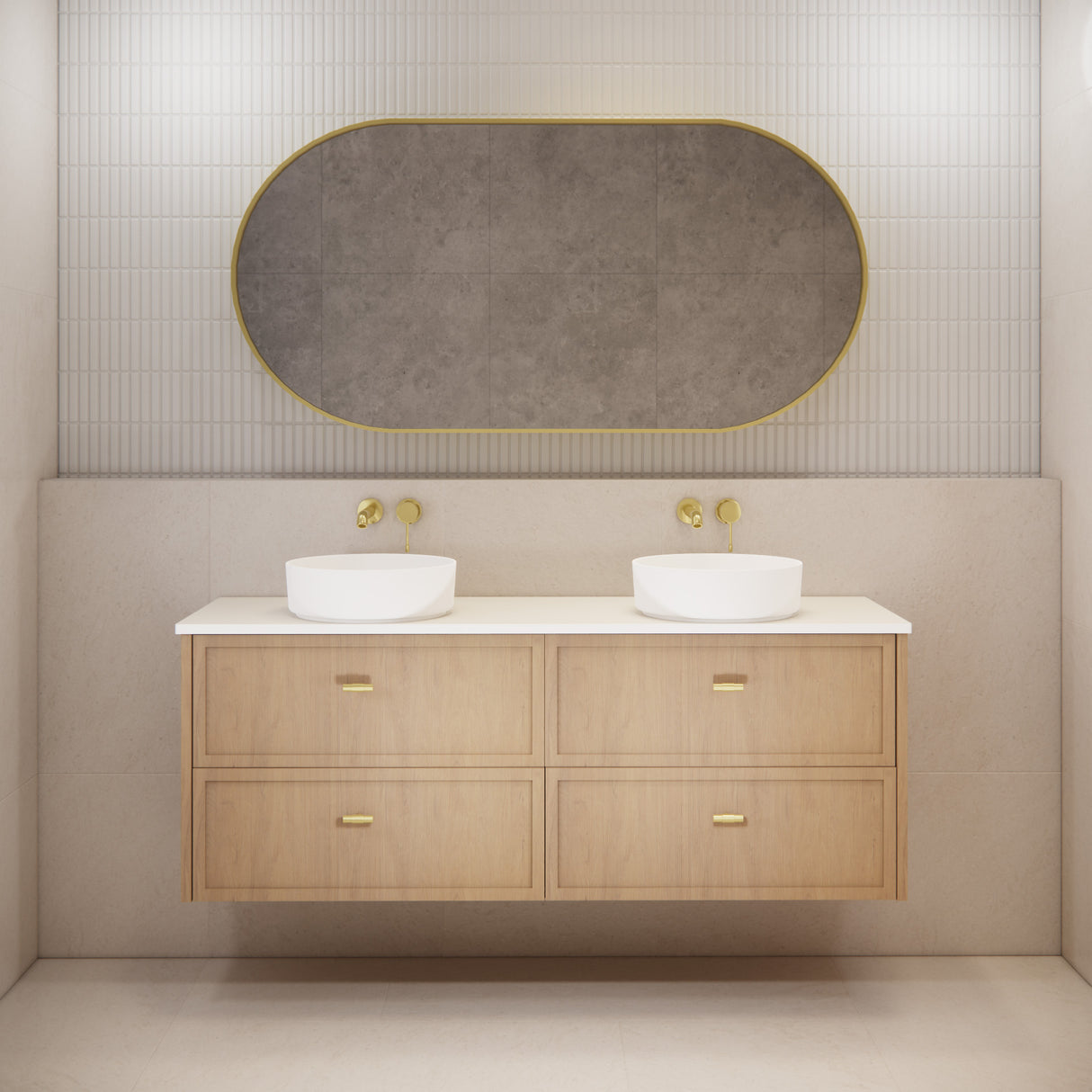 Riva Banff Wall Hung Vanity Coastal Oak (All Sizes)