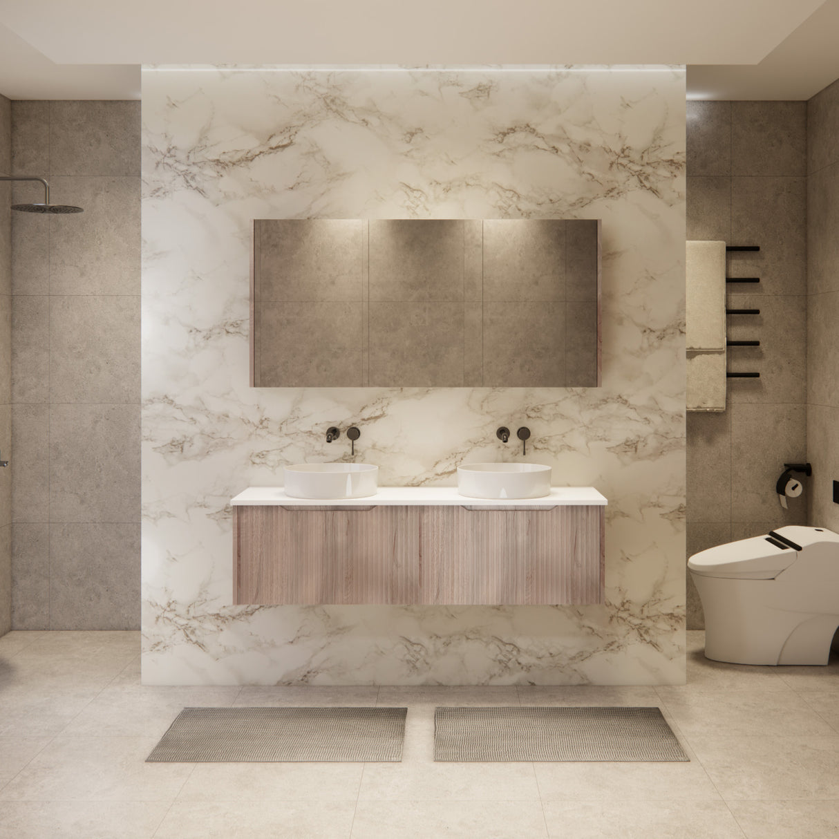 Riva VIENNA Wall Hung Vanity White Oak (All Sizes)