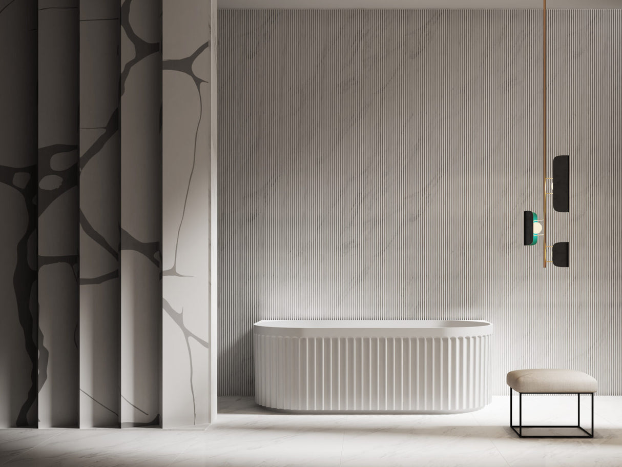 ROMA Back To Wall Bathtub with Non-Overflow (Gloss White) 1500/1700mm