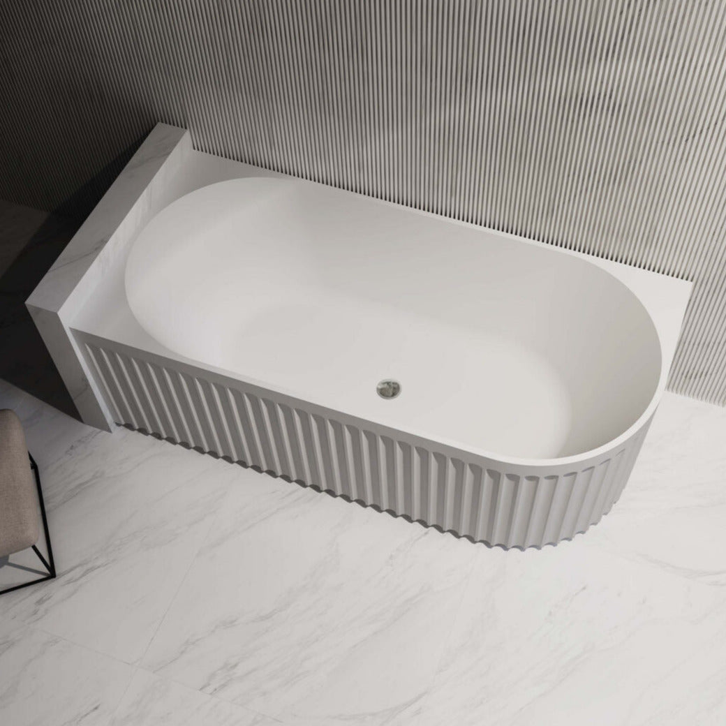 ROMA Corner Back to Wall Bathtub with Non-Overflow (Gloss White/Matte White) (Right/Left Corner)(1500/1700)