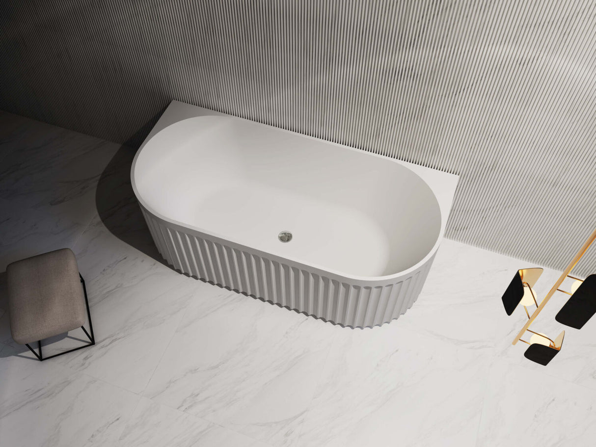 ROMA Back To Wall Bathtub with Non-Overflow (Gloss White) 1500/1700mm