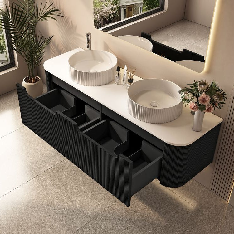 Rome Wall Hung Vanity Matte Black 1500mm