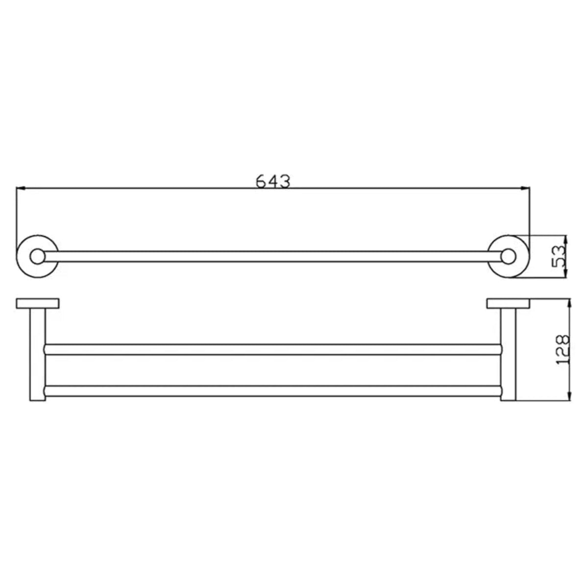 RONDO Black Double Towel Rail 600mm