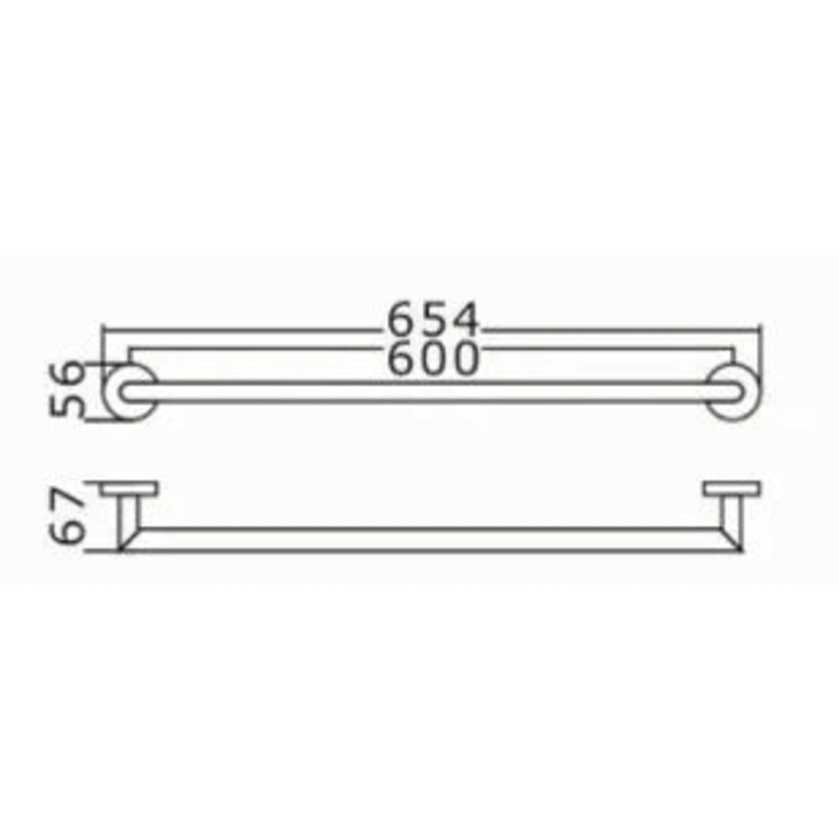 RONDO Chrome Single Towel Rail 600mm