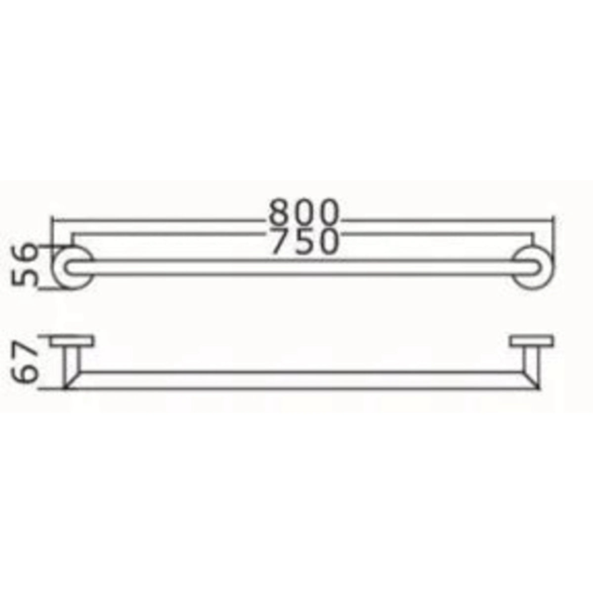 RONDO Single Towel Rail (750mm) - Black