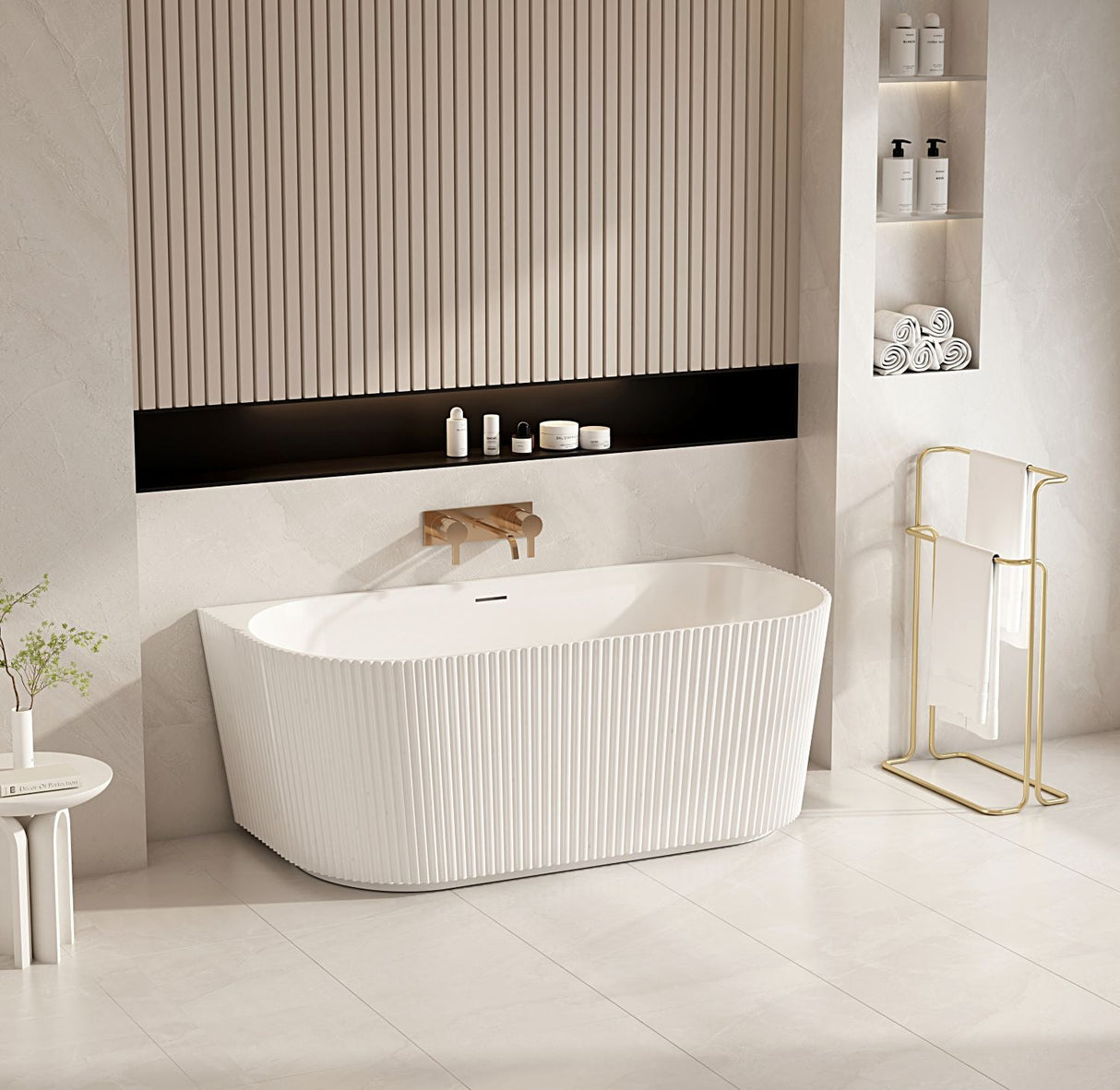 Rose Fluted Back-to-Wall Bathtub (Matte White) 1500/1700mm