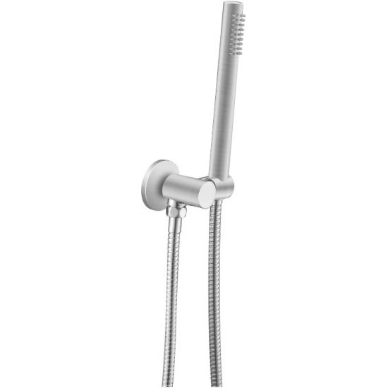 AQU Round Hand Shower Rail With Handheld Shower - Brushed Nickel