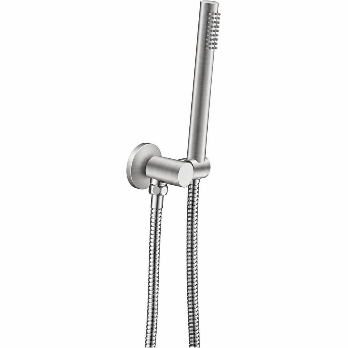 AQU Round Hand Shower Rail With Handheld Shower - Brushed Nickel