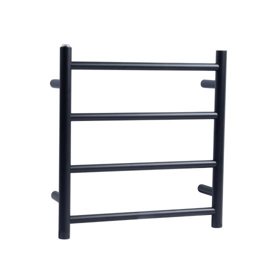 Round Electric Heated Towel Rack 4 Bars - Matte Black