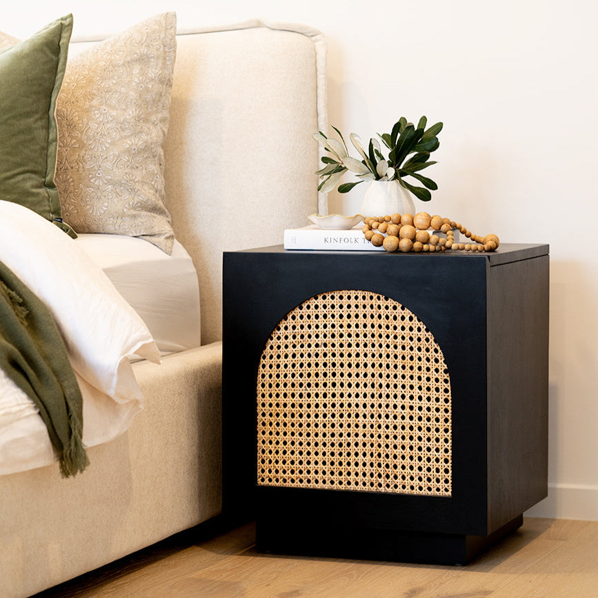 Ryan Mahogany Wood Bedside Table – Black -0.55m