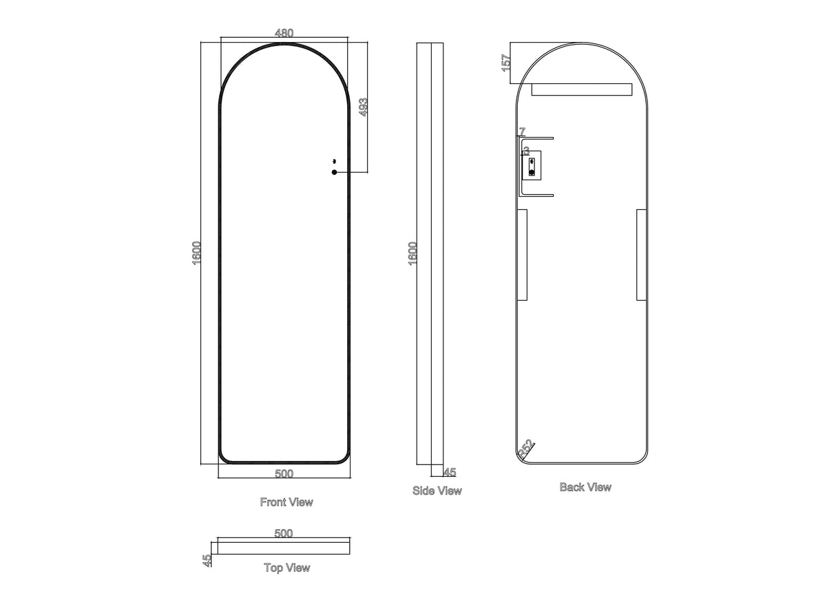 SAGA LED Freestanding Arch Mirror 500×1600mm
