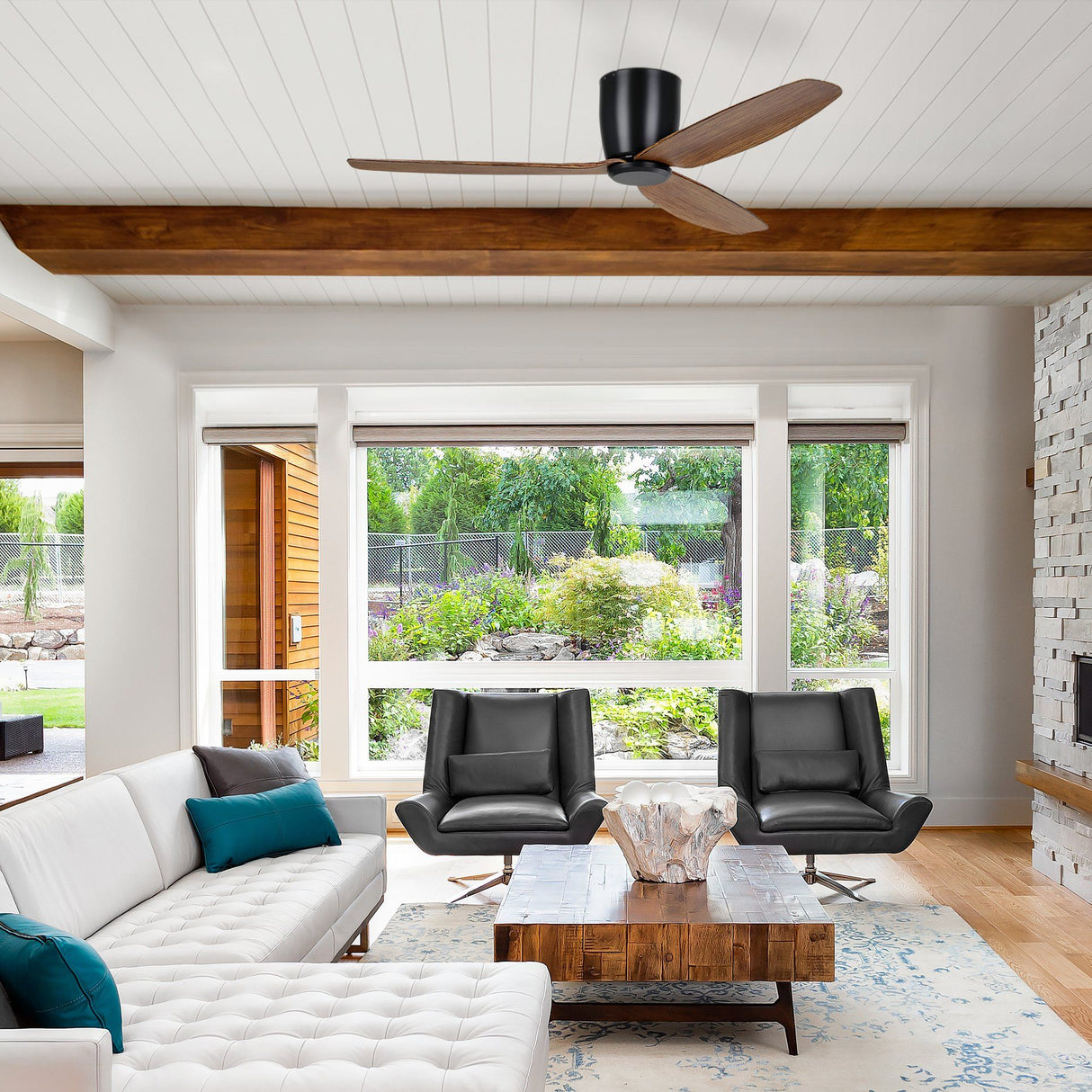 SEACLIFF 52 DC Hugger Ceiling Fan Light Walnut