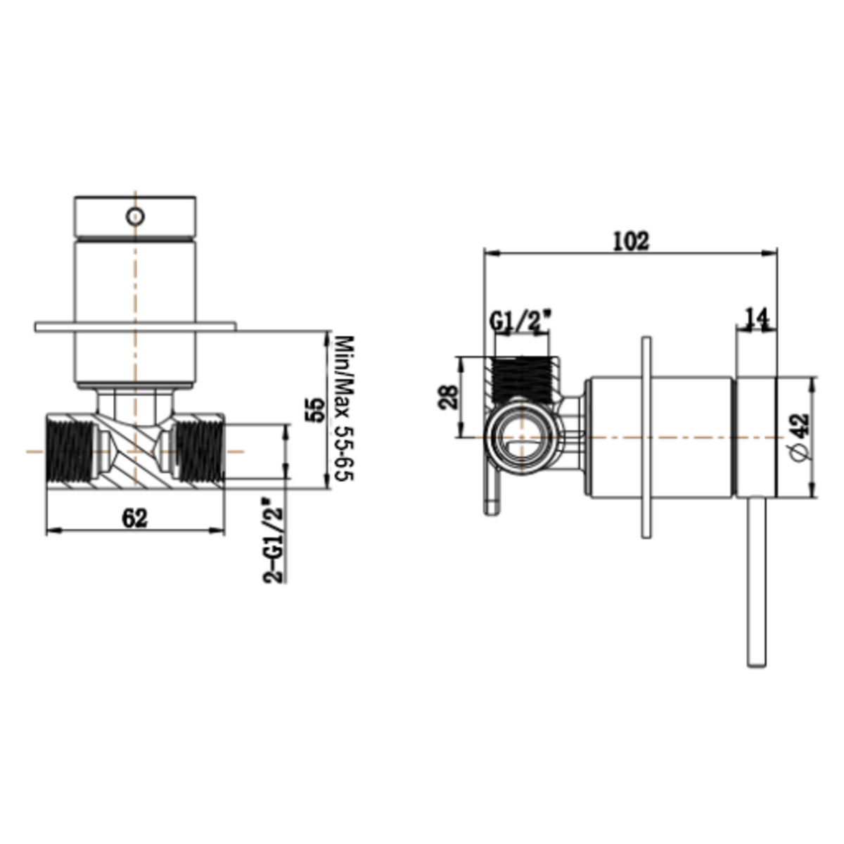 LVB Mica Shower Mixer - TRIM KIT- Living Brass