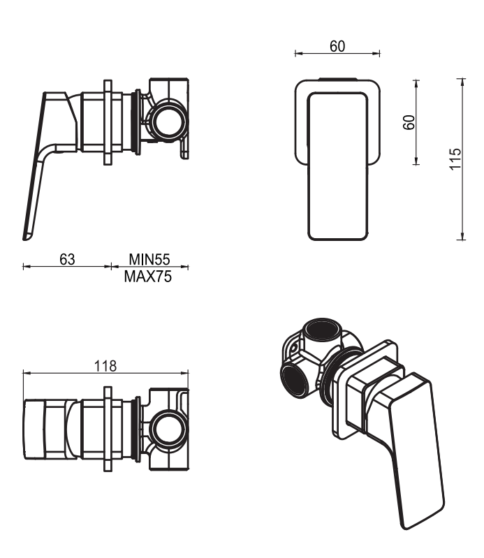 iago Shower Mixer – Small Plate – TRIM KIT ONLY