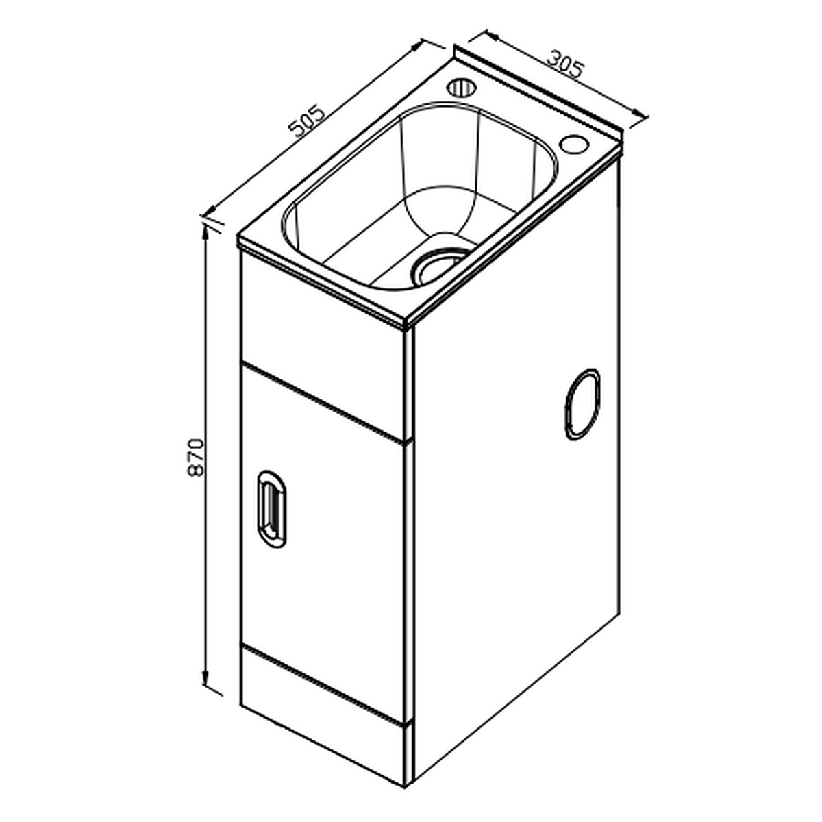 18.5L Stainless Laundry Tub and Cabinet (305x505x870)