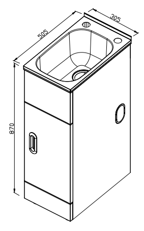 18.5L Stainless Laundry Tub and Cabinet (305x505x870)