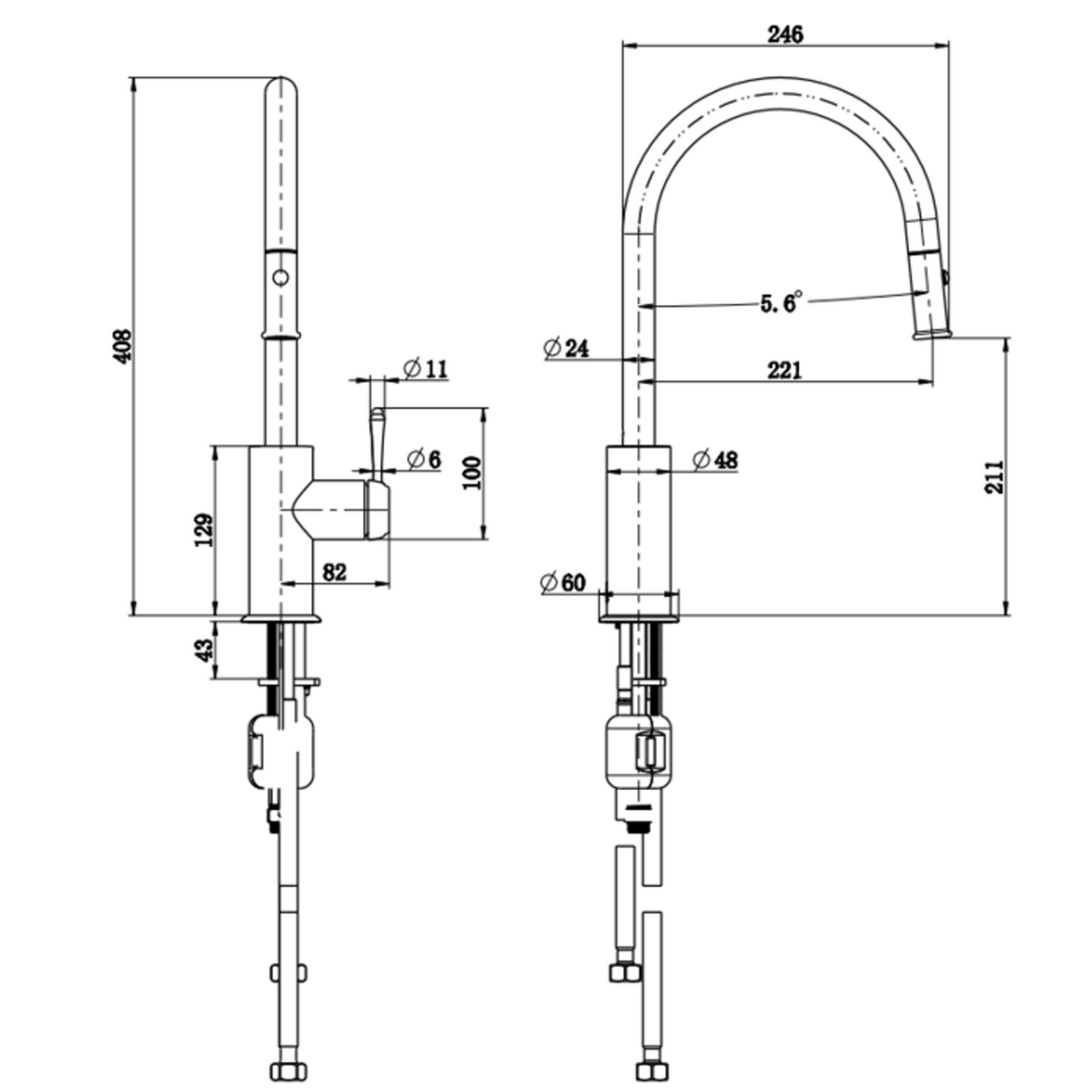 Mica Heritage Pull-Out Gooseneck Sink Mixer