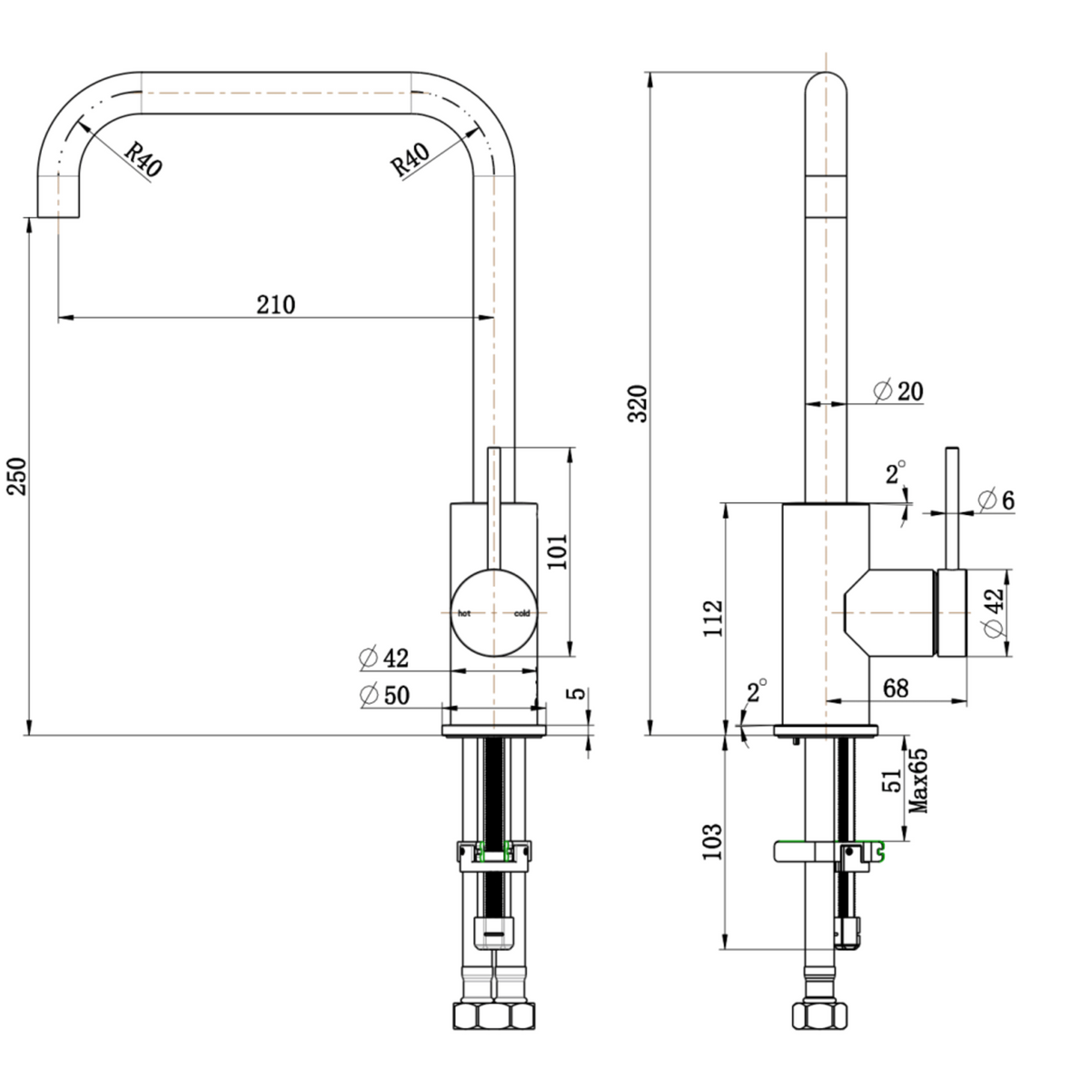 Mica Sink Mixer Soft Square Gooseneck